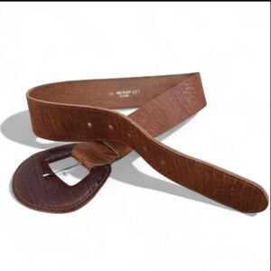 Michael Rose Brown Reptile Print Leather Belt S/M